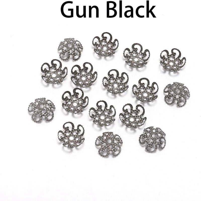 Tiosen 100Pcs Shiny Vintage Filigree, 8mm Silver Flower Bead End Caps Metal Bead Caps for Jewelry Making DIY Bracelet Earrings Arts, Crafts Accessories - Image 2